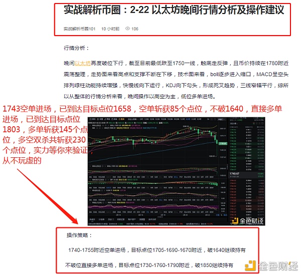 实战剖析币圈：2-23以太坊多空双杀共斩获230个点位做奇迹的创造者