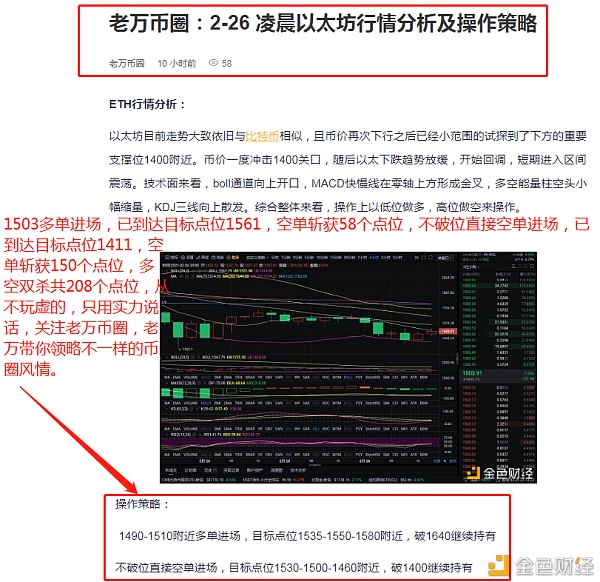 老万币圈：2-27以太坊多空完美斩获208个点位不要渺茫顺应行情去做即可