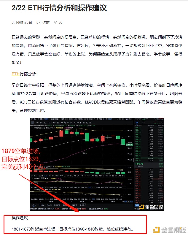 2/22ETH空单构造完美获利40个点不要拖延不要料到不要迟疑