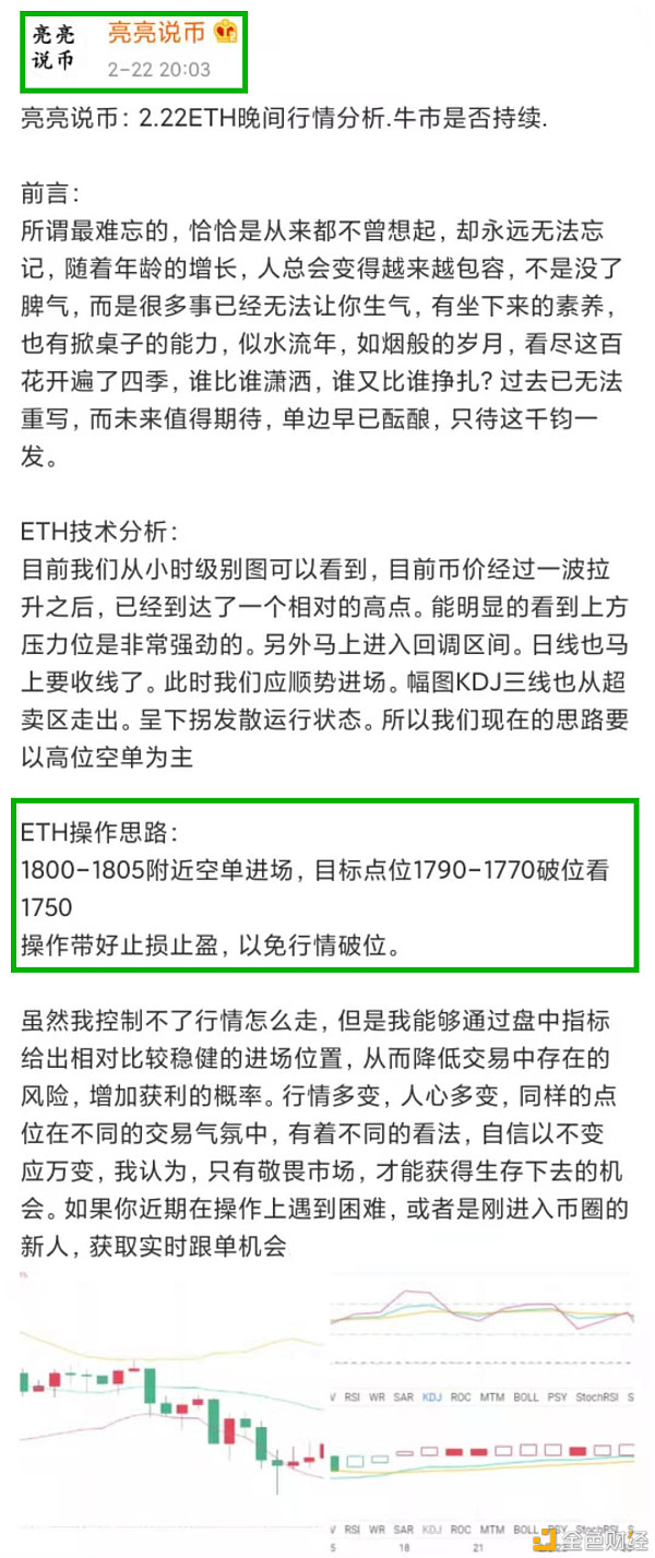 亮亮说币：2.22ETH晚间止盈通知.进准抓住50个点