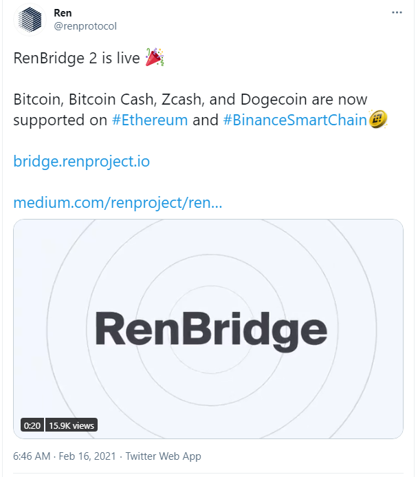 去中心化资产跨链治理方案Ren上线跨链成就RenBridge 2