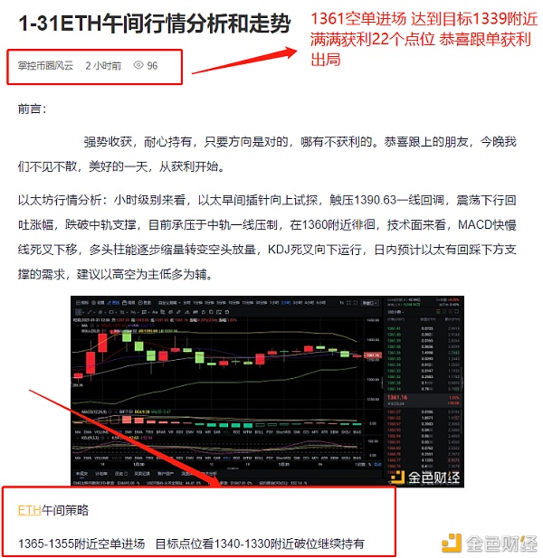 1-31ETH午间空单止盈22个点位实力等你来验证