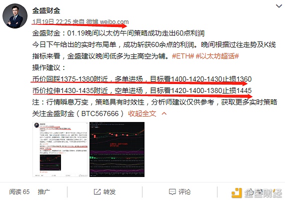金盛财金：01.20昨日完美斩获以太160余点利润成功收米