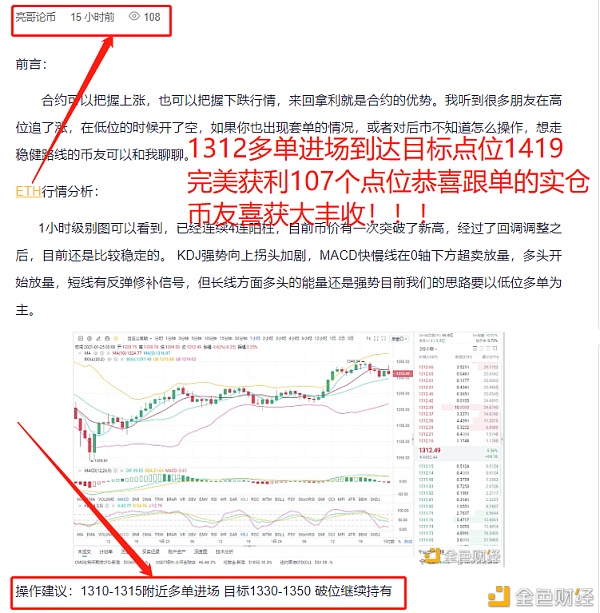 亮哥论币：以太坊精准战略多单获利107个点位,看准趋势盈利就是这么简单