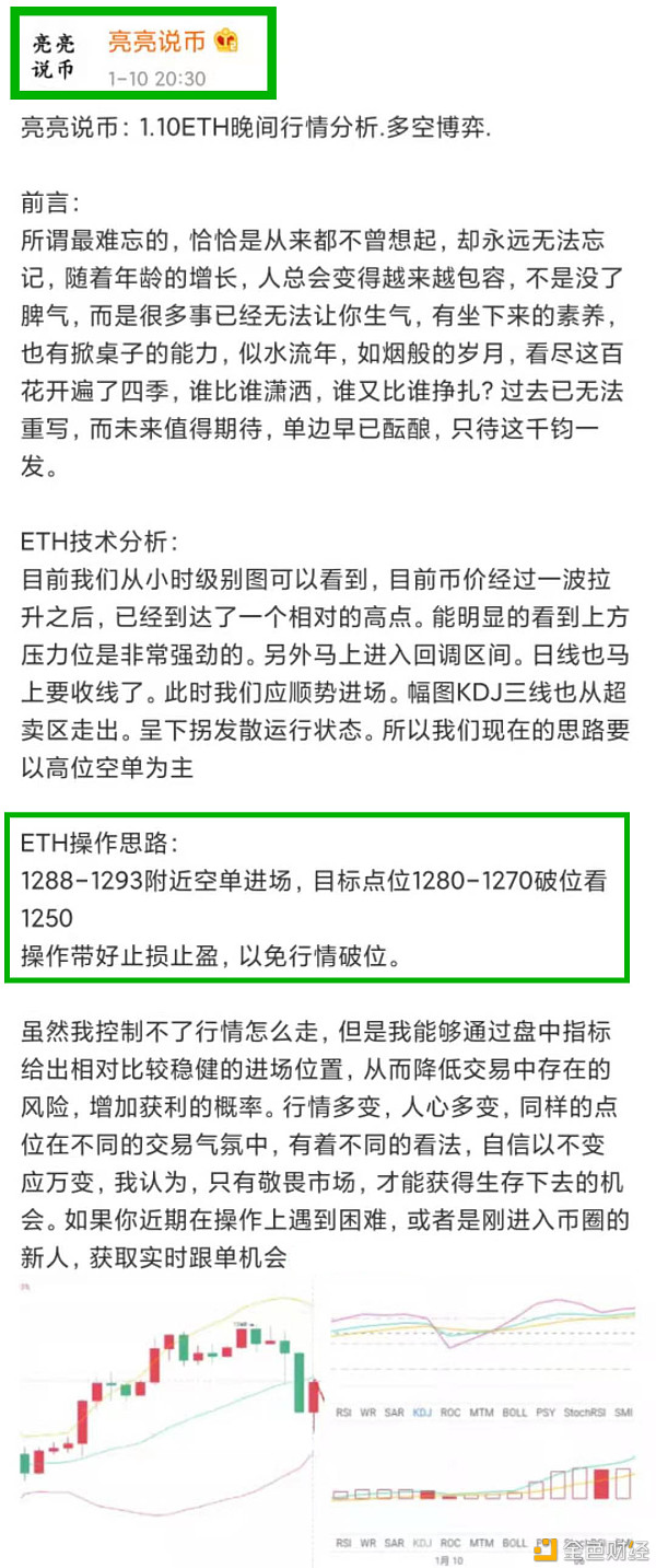 亮亮说币：1.10ETH晚间瞬间止盈通知.