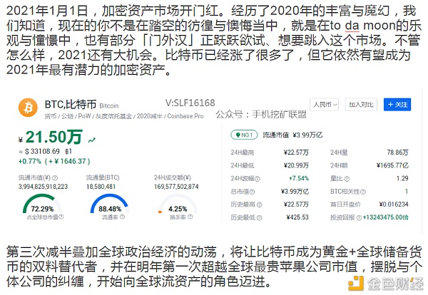 主流机构助推比特币成为全球资产币价一年上涨接近3倍市值将跨越苹果公司