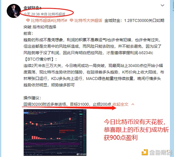 金城财金：1月2日BTC晚间战略盈利走出提醒本日BTC没有天花板