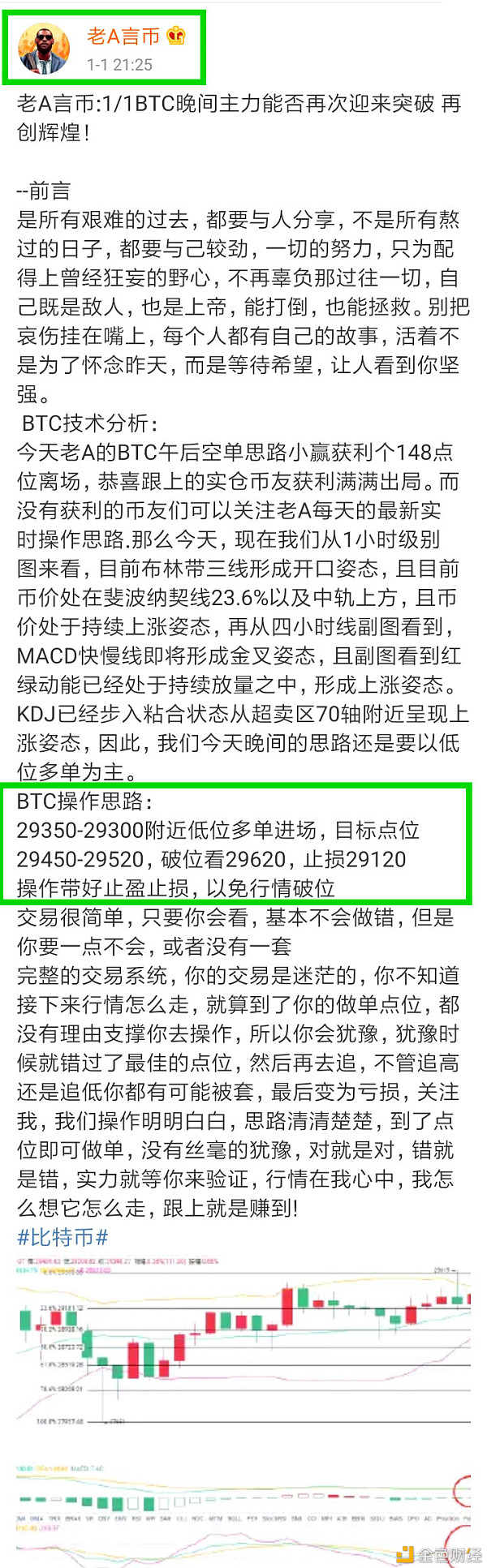 老A言币：1/1BTC晚间止盈通知恭喜实仓哄骗币友获利218点位离场