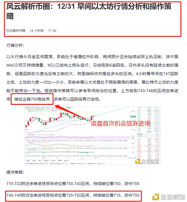 风云剖析币圈：12/31早间以太坊空单完美命中不要渺茫顺应行情去做即可