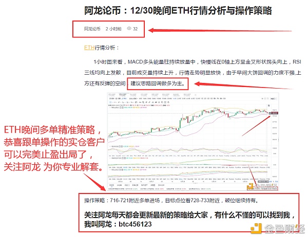 阿龙论币：12/30晚间ETH多单构造恭喜实仓客户完美获利10个点关注阿龙为你专业