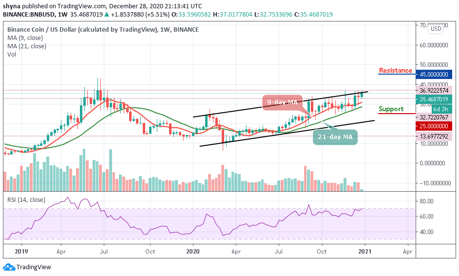 年度币安币代价阐发：BNB / USD催促冲破； 代价或许在2021年跨越50美元