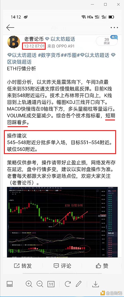 老曹论币12.12ETH午间战略分享