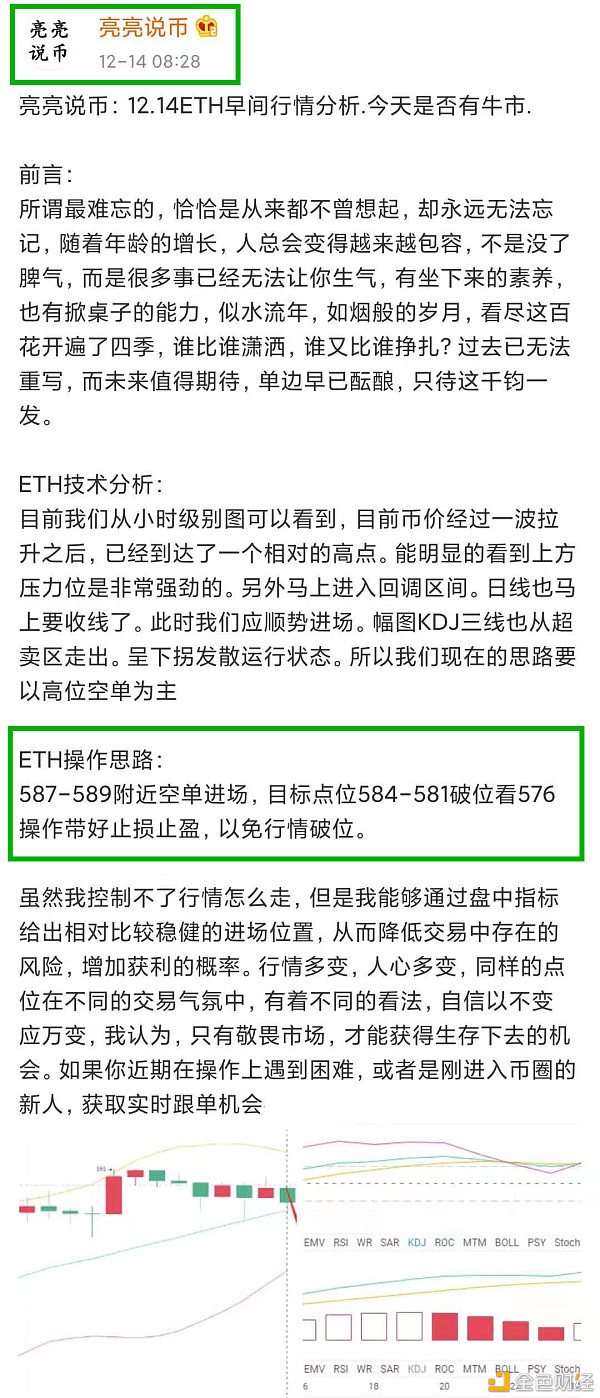 亮亮说币：12.14ETH早间止盈通知.恭喜跟上的币友