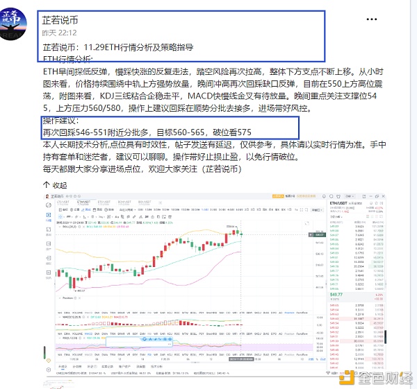 芷若说币：11.30号ETH实仓操纵止盈提醒